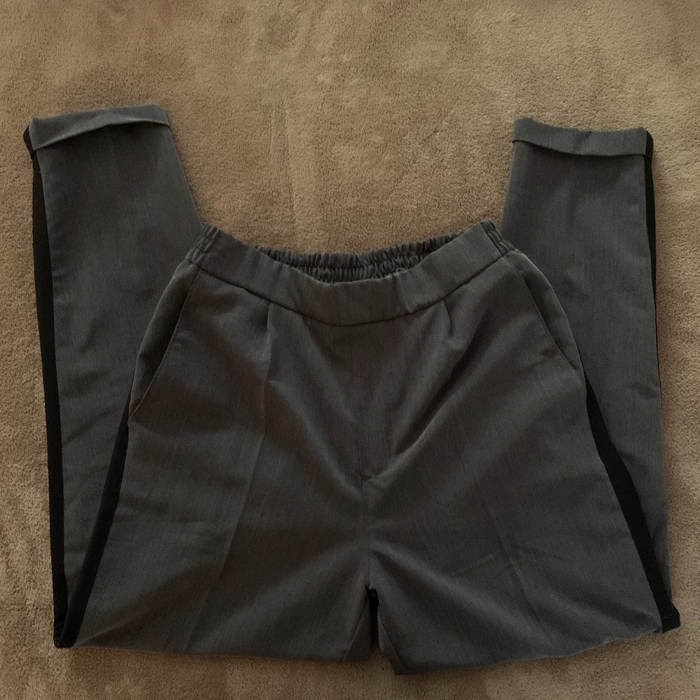 Pull & Bear Gray Trousers with Black racer stripe